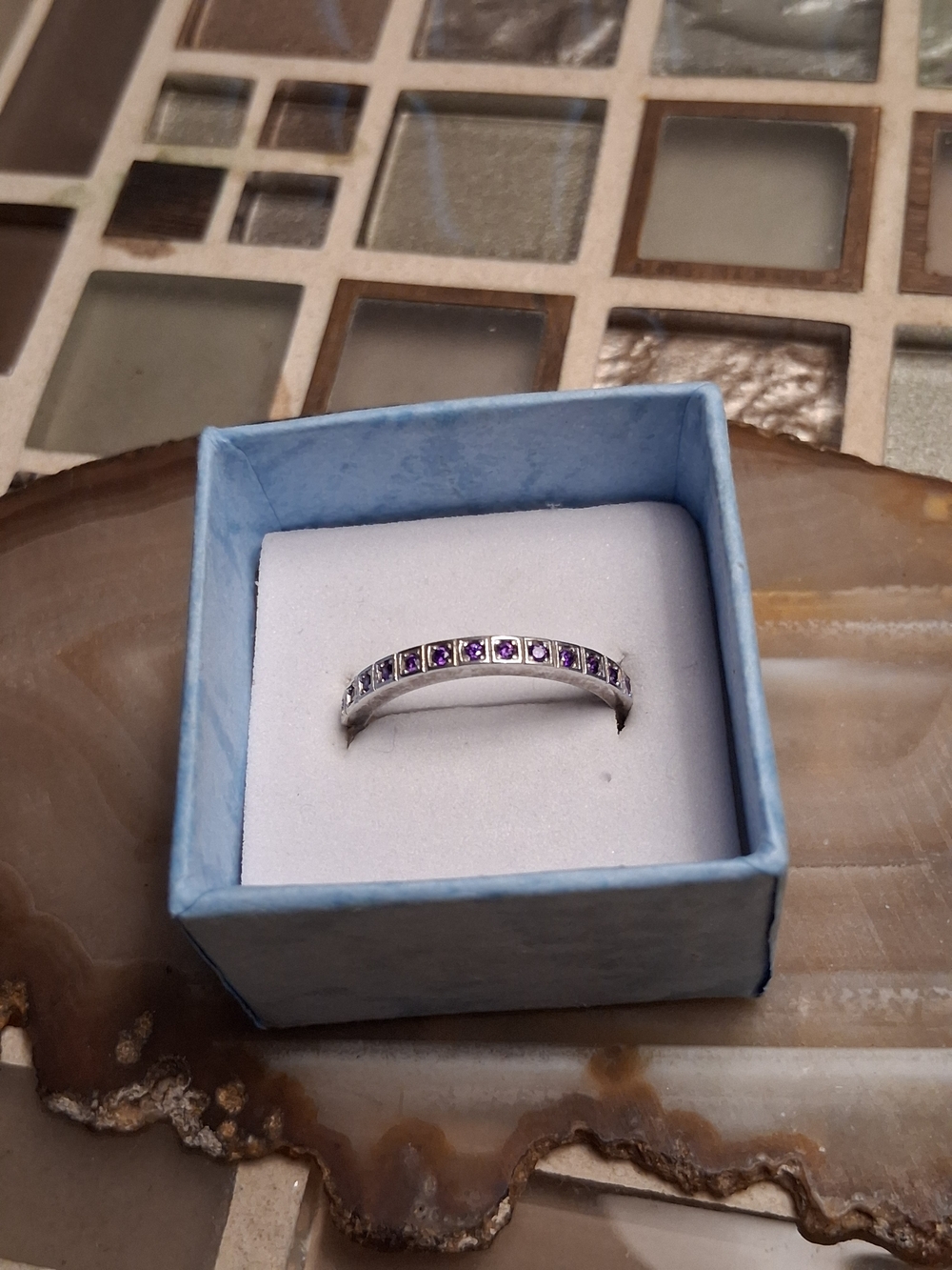 Sterling Silver Purple Channel Band Ring